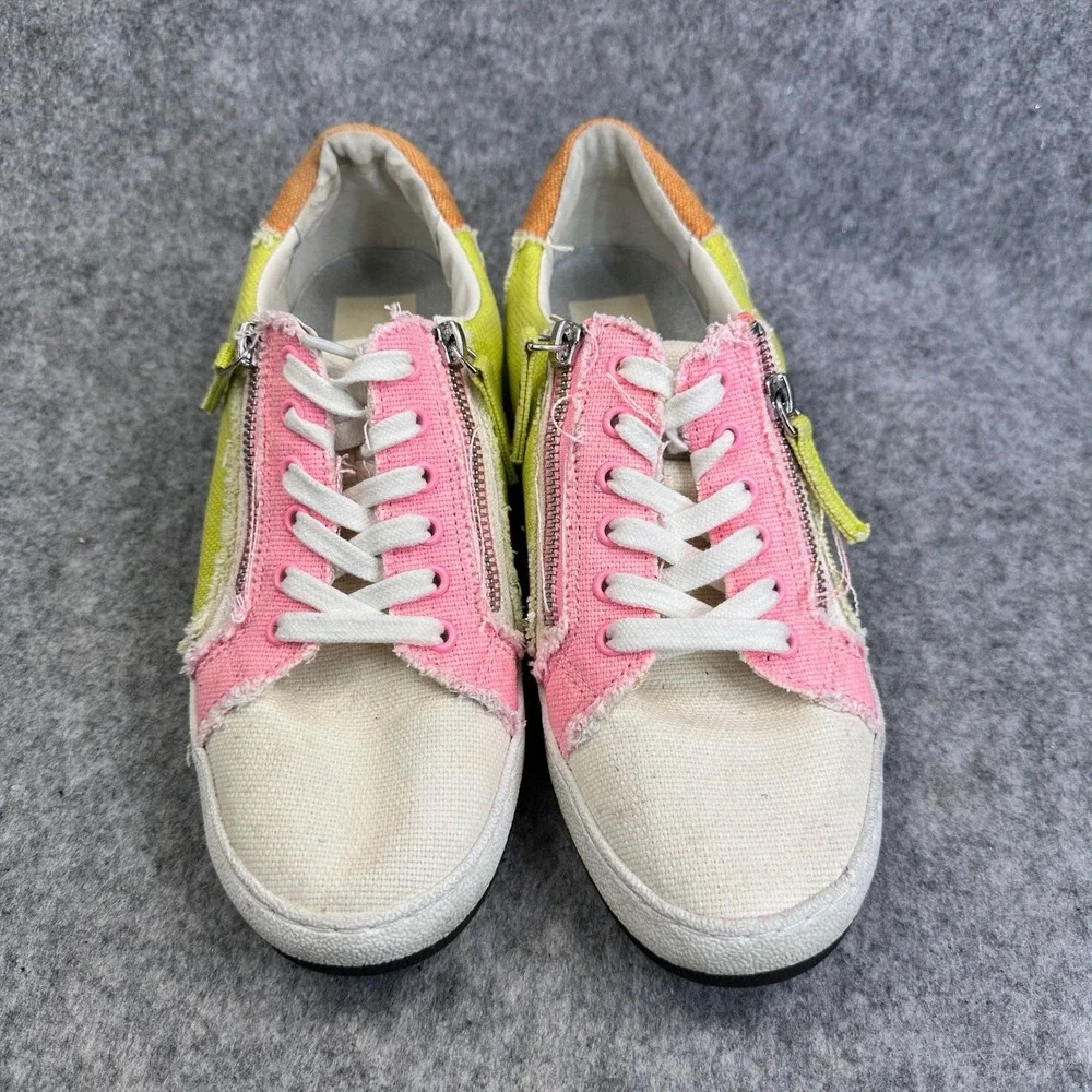Dolce Vita Miya Womens Size 8 Sneakers Multicolor Canvas Side Zip Lace Up Shoes